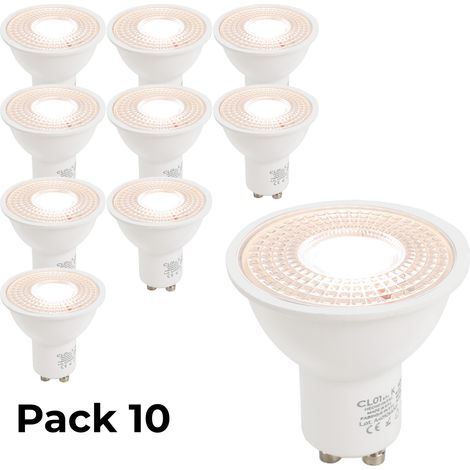 Pack 10 ampoules LED GU10 7W 4000K 45 degrés 665lm Blanc Neutre SMD2835