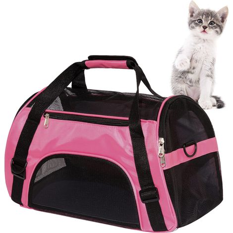 Weiche Tragetasche für kleine und mittelgroße Katzen und Hunde, flugtauglich, bis zu 6,8 kg (Größe S, Rosa) (1/5)