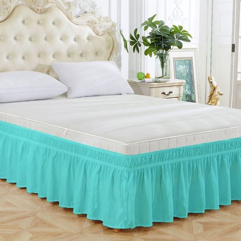 Jupe De Lit - 54 x 75 Pouces - Hauteur 15 Pouces - Élastique Réglable - Finition Volants Sur 3 Côtés - 1 Pièce (1/2)