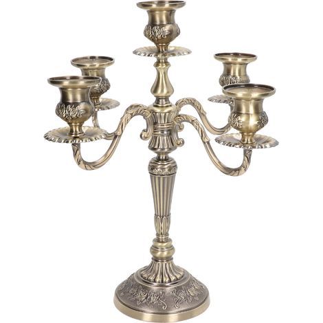 Support de bougie en métal alliage zinc, élégant et décoratif, style rétro pour table à manger, cheminée ou mariage (1/5)