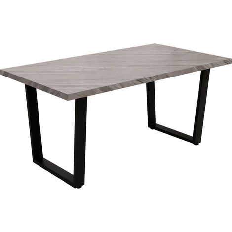 [NEUWERTIG] Esszimmertisch HHG-246, Tisch Küchentisch Esstisch, Industrial MDF Metall 160x90cm Marmor-Optik grau (1/5)