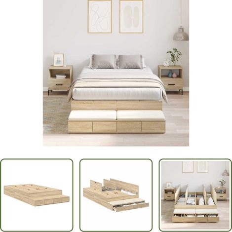 Stauraum - Aufbewahrungsbettgestell Sonoma-Eiche 120 cm Holzwerkstoff (1/5)