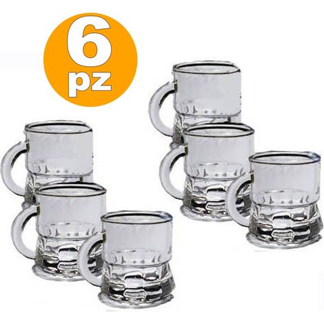 Trade Shop - 6 Gläser aus Alkohol MINI Becher Cicchetto Shot Rum Glase Wodka Chupitos -