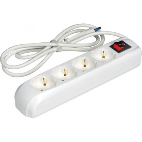 Multipresa Ciabatta 4 Prese Schuko Bipasso con Interruttore + Spina 16A  1,5 mt (1/2)