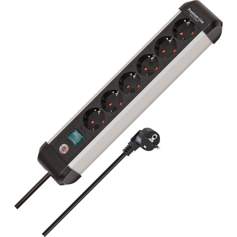 Brennenstuhl 1391030600 Multipresa con interruttore Argento, Nero Schuko 1 pz.