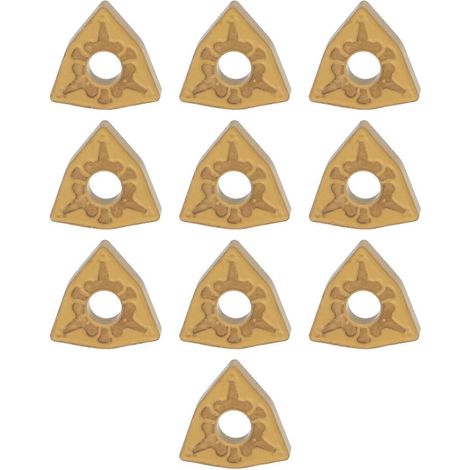 Jeu de 10 plaquettes de coupe indexables en carbure pour tours CNC, destinées à l'usinage de pièces en acier. (1/4)