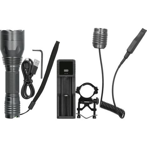 Lampe Torche LED Tactique Rechargeable USB Etanche Portable pour Randonnée Camping Vélo Rouge (1/5)