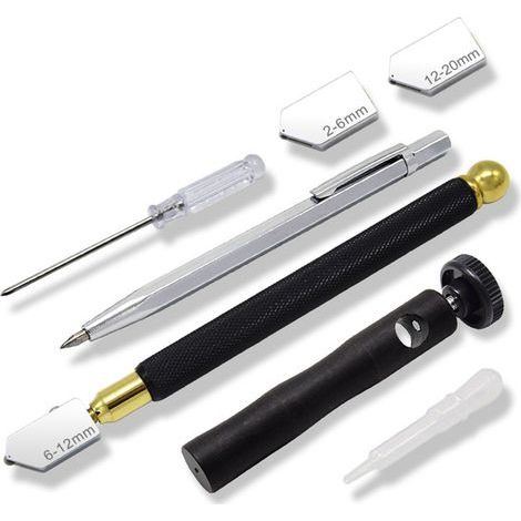 Coupe-verre en alliage, outil de coupe professionnel incisif avec stylo de marquage à 3 têtes 7 pièces (1/5)
