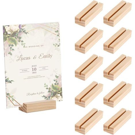 10 porte-cartes bois naturel, supports signalétiques pour événements divers (1/5)
