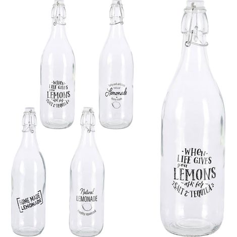 BOTTIGLIA IN VETRO 'DECORATA' 1000 ml- 12 pezzi
