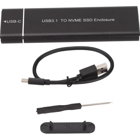 Boîtier M.2 NVMe USB-C 3.1 en Alliage d'Aluminium Noir, 6 Gbps, pour SSD PCIe NVMe - Ultra Fin (1/5)