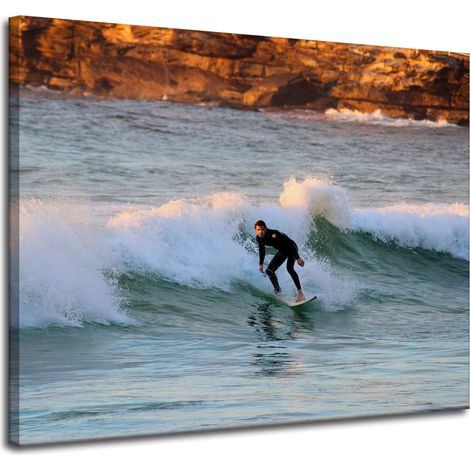 Leinwanddruck „Menschen, Surfer auf einer Welle“, 100 x 80 cm