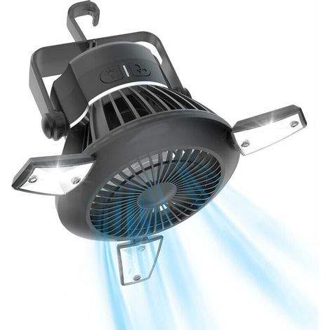 Portable léger Ventilateur de Camping Ventilateur de Camping avec Ventilateur de Tente Rechargeable pour Tente Ventilateur Solaire avec Crochet de Suspension Ventilateur de bureau USB-LIAIKI