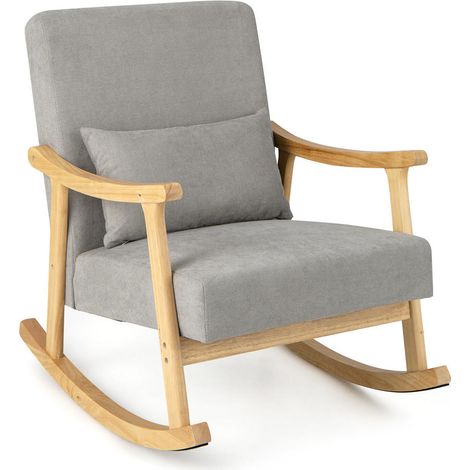 Nursery Rocking Accent Chair with Rubber Wood Armrests-Natural (1/5)