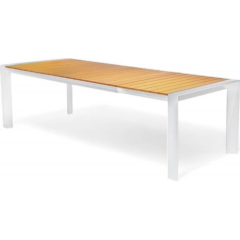 Mesa de jardín extensible Muro 200-320x100 Zumm aluminio blanco - teca Homms (1/5)