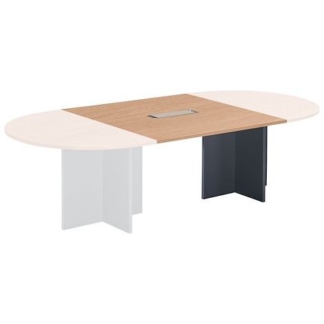 Extension chêne clair pour table modulable avec Top Access intégré pieds croix anthracite Essens - Maxiburo