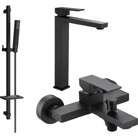Mexen Uno DQ77 conjunto de baño, negro - 71413DQ77-70 (1/4)