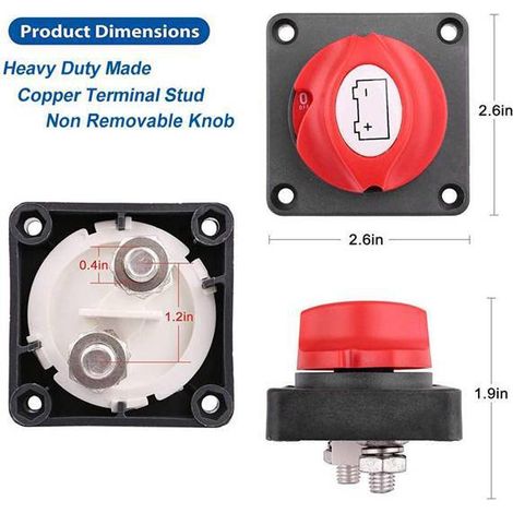 1 set of black + red ABS plastic high-current yacht battery power disconnect switch for car batteries (1/4)