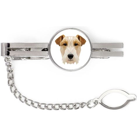 Fox Terrier de pelo duro - pinza de corbata geométrica con foto e inscripción Art-Dog (1/4)