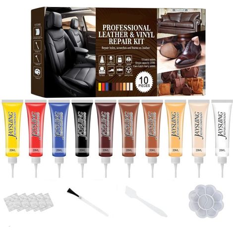Kit réparation cuir et vinyle, 10 couleurs pour canapé siège auto (10 couleurs) (1/5)