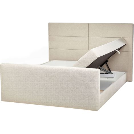 Divan Bed with Storage Fabric ARISTOCRAT 160 x 200 cm (EU King Size) Light Beige (1/5)