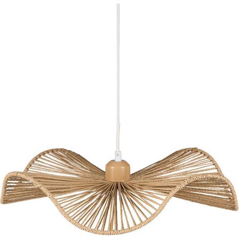 Suspension corde D42 naturel – Structure tressée en corde de papier – Diamètre 42 cm – Pour ampoule E27 max 60W – Ostaria