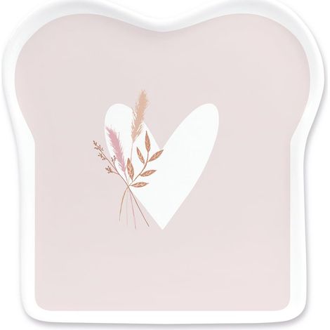 Assiette à toast avec inscription en allemand en porcelaine en forme de cœur avec autruche Blanc