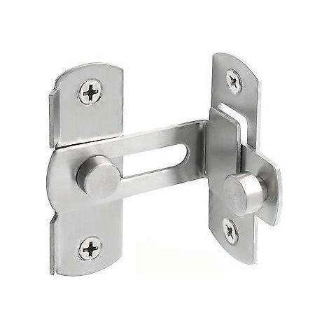 Schiebetürriegel aus Edelstahl, 90°-Winkel, Sicherheitsschloss für Türen, Fenster, Weinschränke und Gärten, Silber