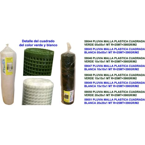 Rete Plastica Quadrata Verde 20x20x1 MT 390gr/mq R25MT
