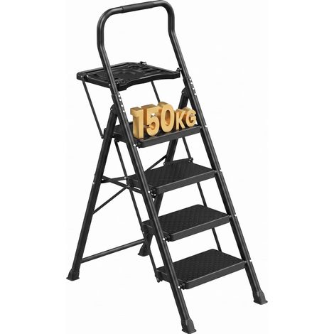 Escabeau en Acier, Marchepied Pliant à 4 Marches, Charge 150 kg (1/5)