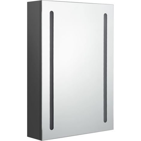 Armoire de salle de bain à miroir led 50 x 13 x 70 cm MDF gris (1/5)