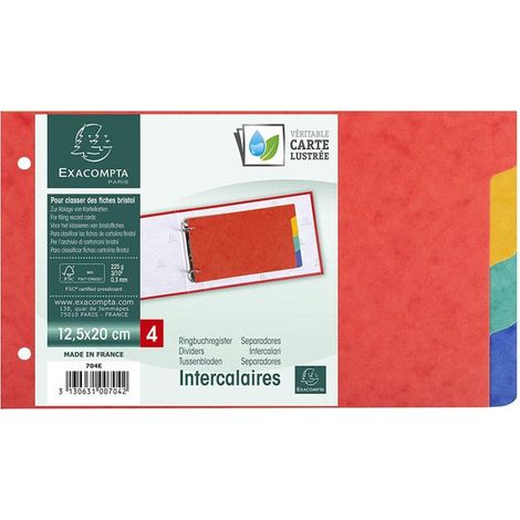 Intercalaires - Exacompta - 4 positions - Carte lustrée 225 g - 12,5 x 20 cm (1/4)