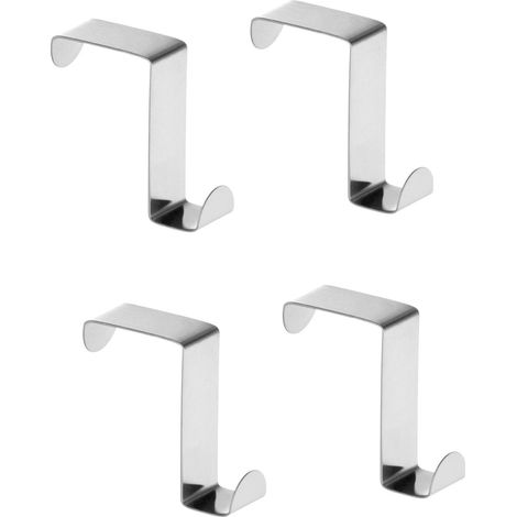Crochet de porte pour salle de bain, en acier inoxydable, polyvalent, à suspendre aux portes, lot de 4 (1/4)