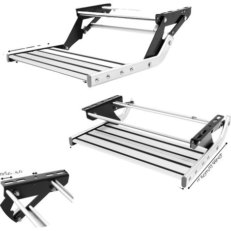 Marchepied pliant pour camping-car, capacité de charge de 150 kg, design antidérapant, Argent (1/2)
