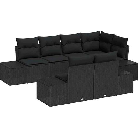 Maison Exclusive - Gartensofa-set mit Speicher 7 pcs Schwarz Poly