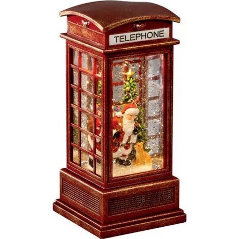 Konstsmide 4320-550 Lanterne d'eau cabine téléphonique avec Père-Noël blanc chaud LED rouge minuteur (1/4)