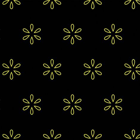 Tela decorativa para exteriores Oxford - motivo de flores amarillas sobre fondo negro (1/5)