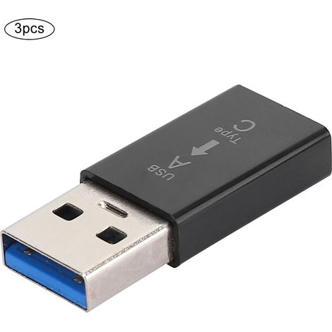 Lot de 3 adaptateurs USB 3.0 mâle vers Type C femelle, convertisseur électronique universel (noir) (1/5)