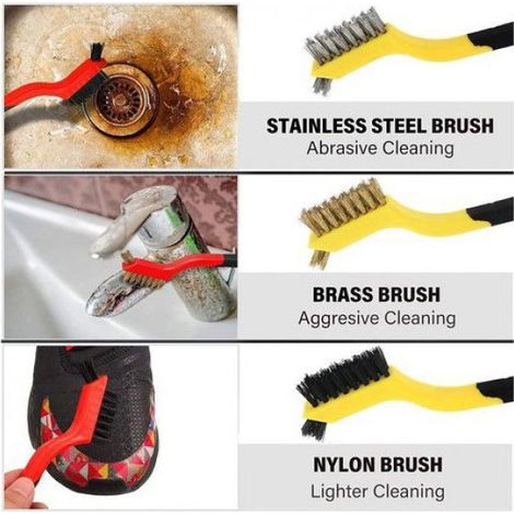 Ensemble de 3 brosses métalliques, nylon laiton acier inoxydable, poils résistants, nettoyage rouille peinture, usage atelier maison (1/5)
