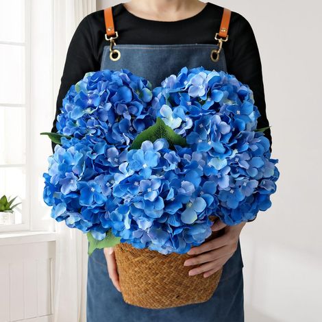 Lot de 5 Grandes Fleurs artificielles en Soie pour Bouquet, centres de Table, Mariage, intérieur et Maison - Bleu Roi - 50,8 cm (1/5)