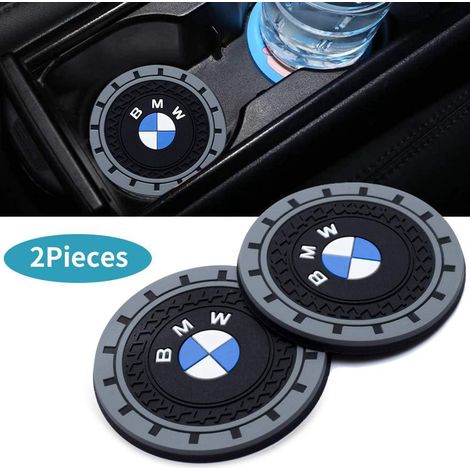Porte-gobelet Auto avec Logo, Set de 2 Sous-Verre Silicone Antidérapant pour BMW Série 5 6 7 X3 X4 X5 X6 M, Tapis de Voiture Universel, Accessoire Intérieur pour Homme et Femme, Diamètre 7 cm (1/4)