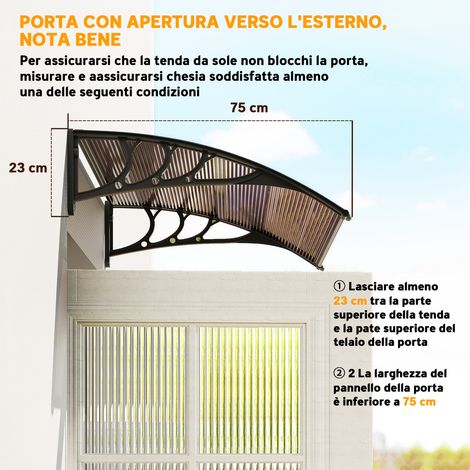 Pergola étanche anti-UV en aluminium, polycarbonate et polypropylène, 75x120x23 cm, teinte marron et noir (1/5)