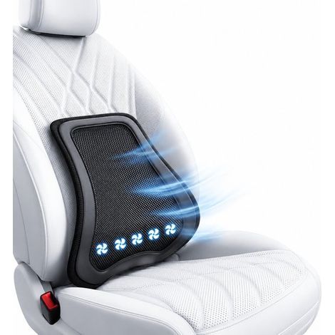 Belüftete Lendenwirbelstütze fürs Auto – 42,5 x 10 x 47 cm – Schwarz – Belüftete Rückenlehne fürs Auto – Ergonomisches Rückenkissen (1/5)