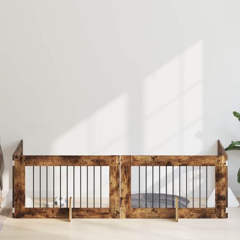 Puerta de perro con soportes 4 pcs Roble Ahumado 100 x 60 cm