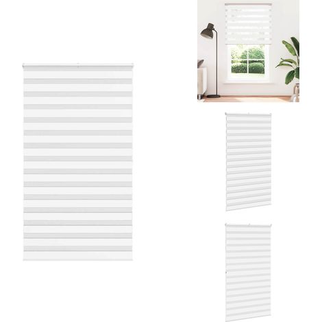 Store zèbre blanc 120x200 cm largeur du tissu 125,9cm polyester - Store Zébré - Stores Zébrés - Store À Enrouleur Zébré - Double Store À Enrouleur (1/5)