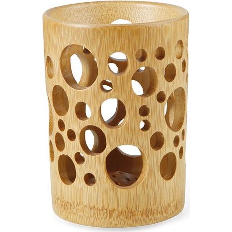 Porte-brosses à dents - 10 x 8 x 8 cm - Pot de rangement en bois - Support autoportant - Convient également aux ustensiles de cuisine (1/5)