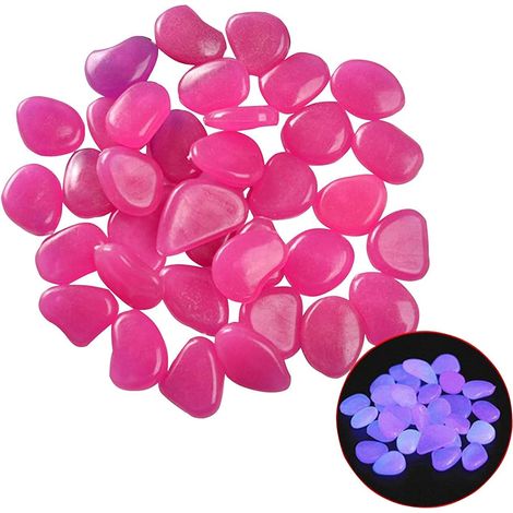 50 Galets, Résine synthétique, Lumineux, Violet Foncé, Jardin, Aquarium