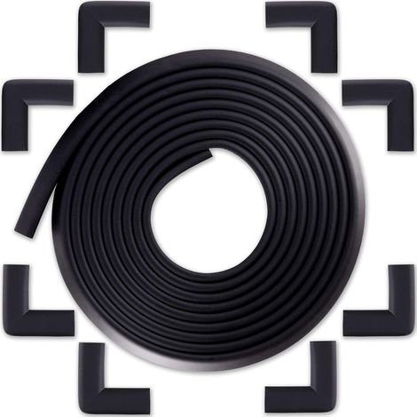 Protection des Bords et Coins de Meubles Bébé - Kit de Sécurité avec 8 Angles et Rebord de 6m en Mousse pour Table et Plus - pour bien Protéger les Enfants - Bloque-Porte Offert - Noir (1/5)