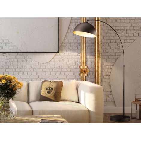 Bogenleuchte LEITUNG mit Lampenschirm Schwarz Gold, Höhe 200cm (1/5)