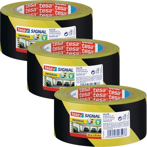 Ruban de signalisation universel TESA Signal jaune et noir 66 m x 50 mm x 3 pièces (1/5)